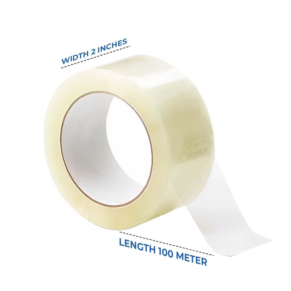 Transparent Packing Tape – 100 Meters x 2 Inch | Multipurpose Clear Adhesive Tape with Water-Based Glue for Packing and Craft Use