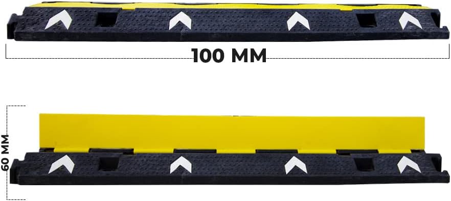 Heavy Duty Cable Protector | Outdoor & Indoor Cable Ramp with Bright Yellow Lid and Reflector | Flip-Open PVC Speed Bump Cable Cover