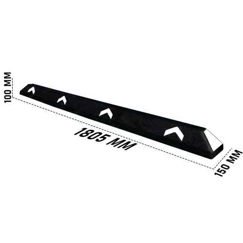 Heavy-Duty 183CM Wheel Stop | Recycled PVC Parking Curb with White Reflective Strips