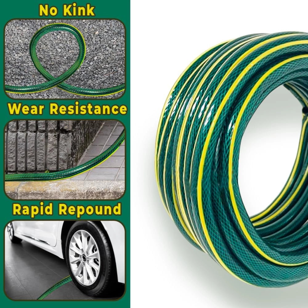 1/2 Inch Reinforced Garden Hose Pipe | Medium Duty Kink Resistant PVC Water Hose - Green