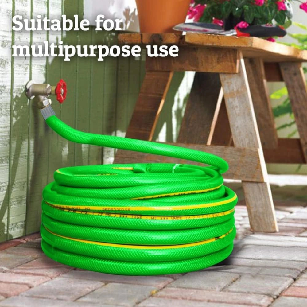 1/2 Inch 15Meter Reinforced Garden Hose Pipe | 4 Layer PVC Kink Resistant Water Hose - Green