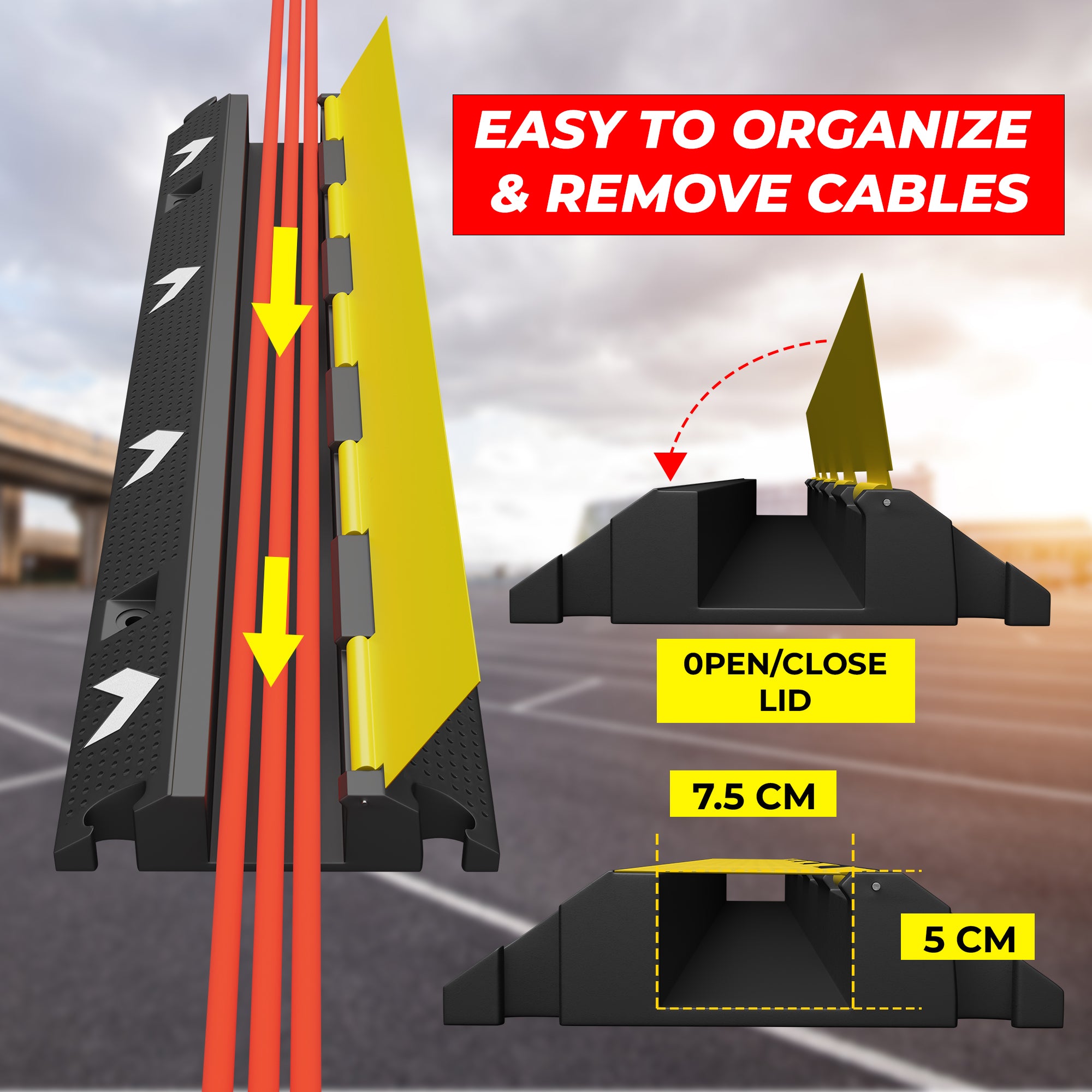 Heavy Duty Cable Protector Ramp for Indoor and Outdoor Use