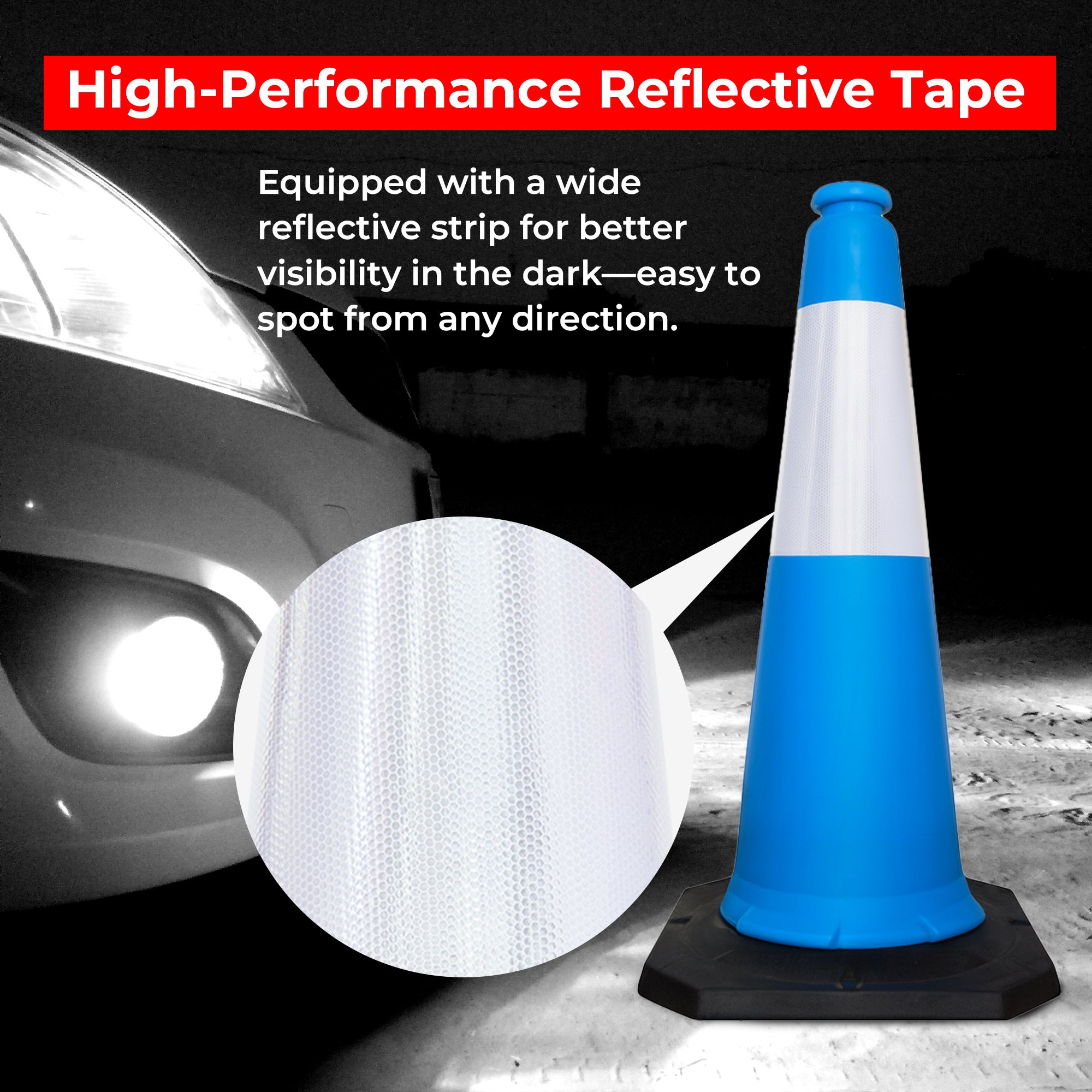 High Visibility Traffic Cone 1000mm Blue