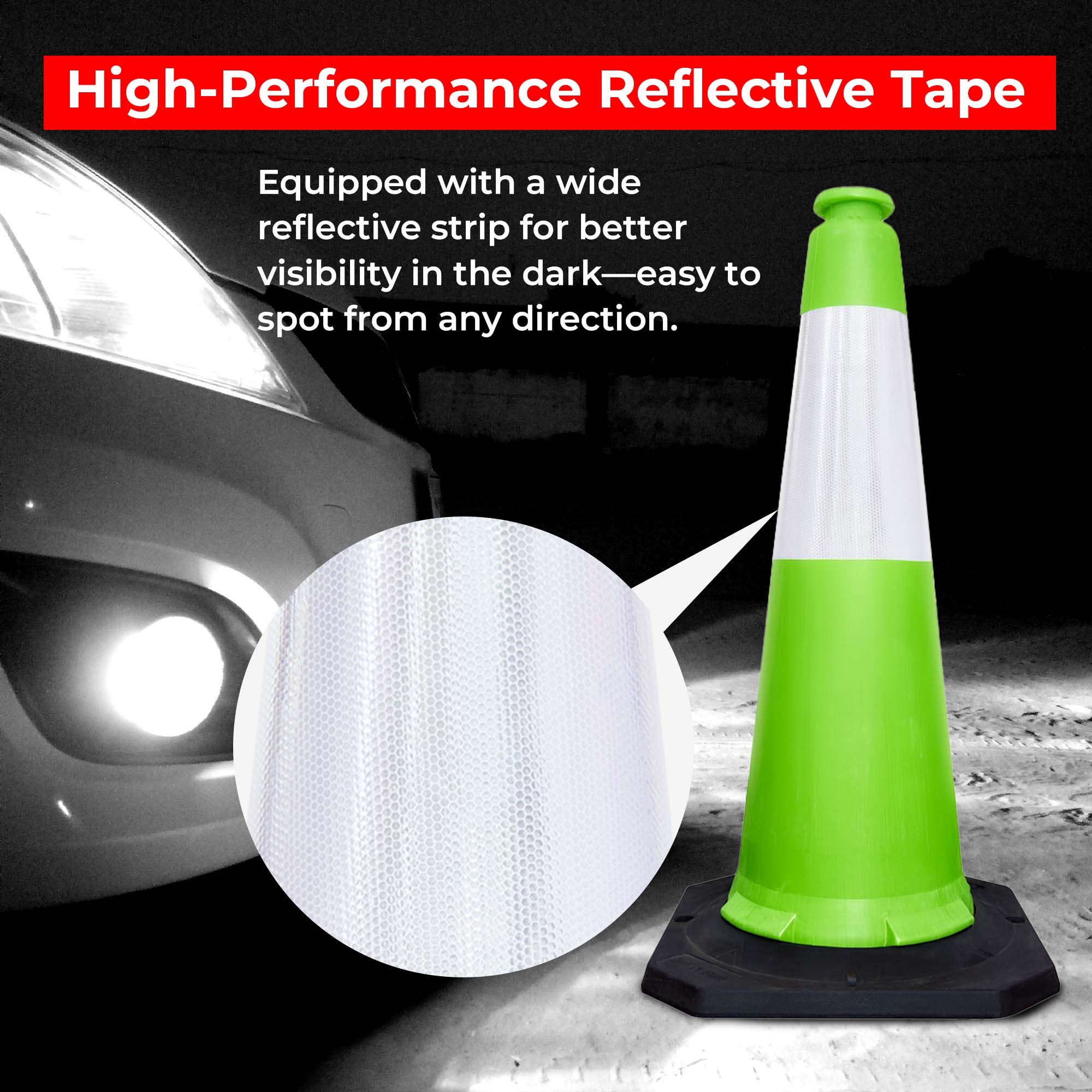 High Visibility Traffic Cone 1000mm Green