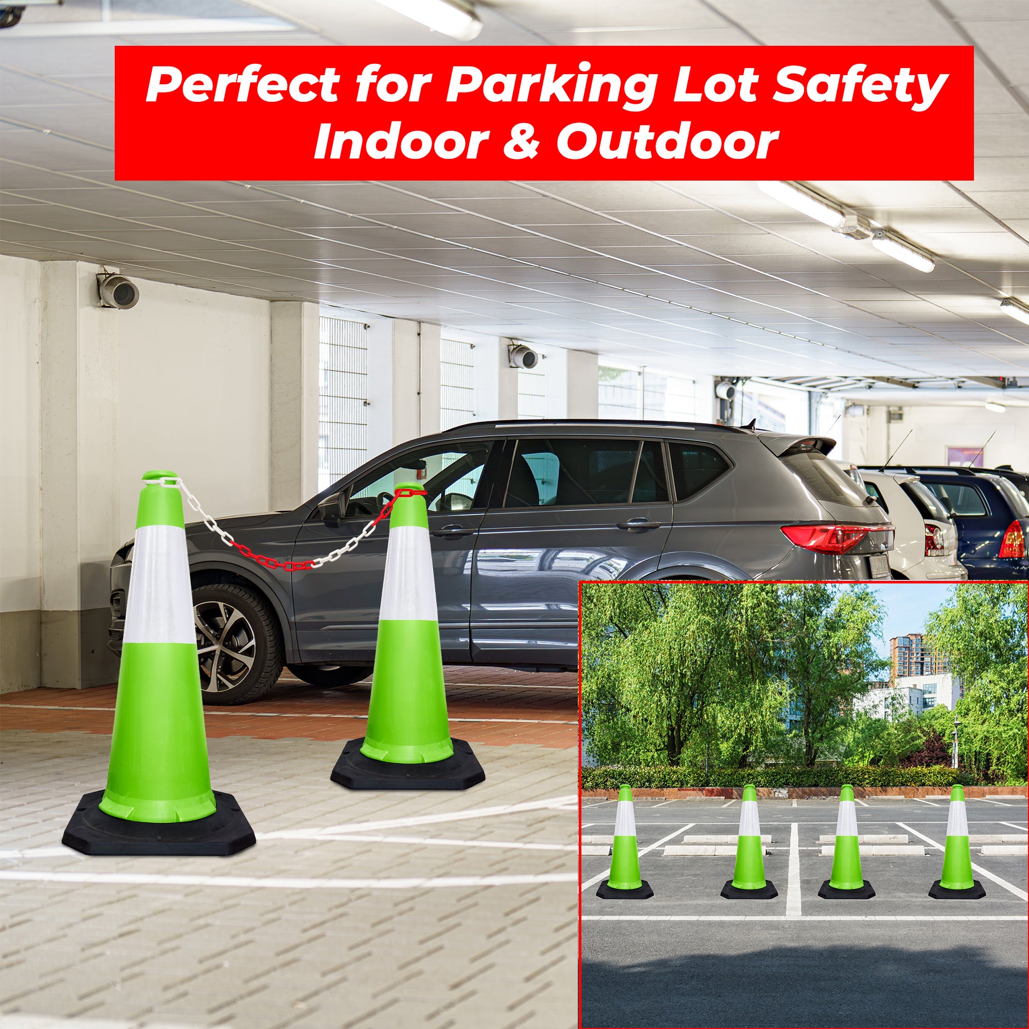 High Visibility Traffic Cone 1000mm Green