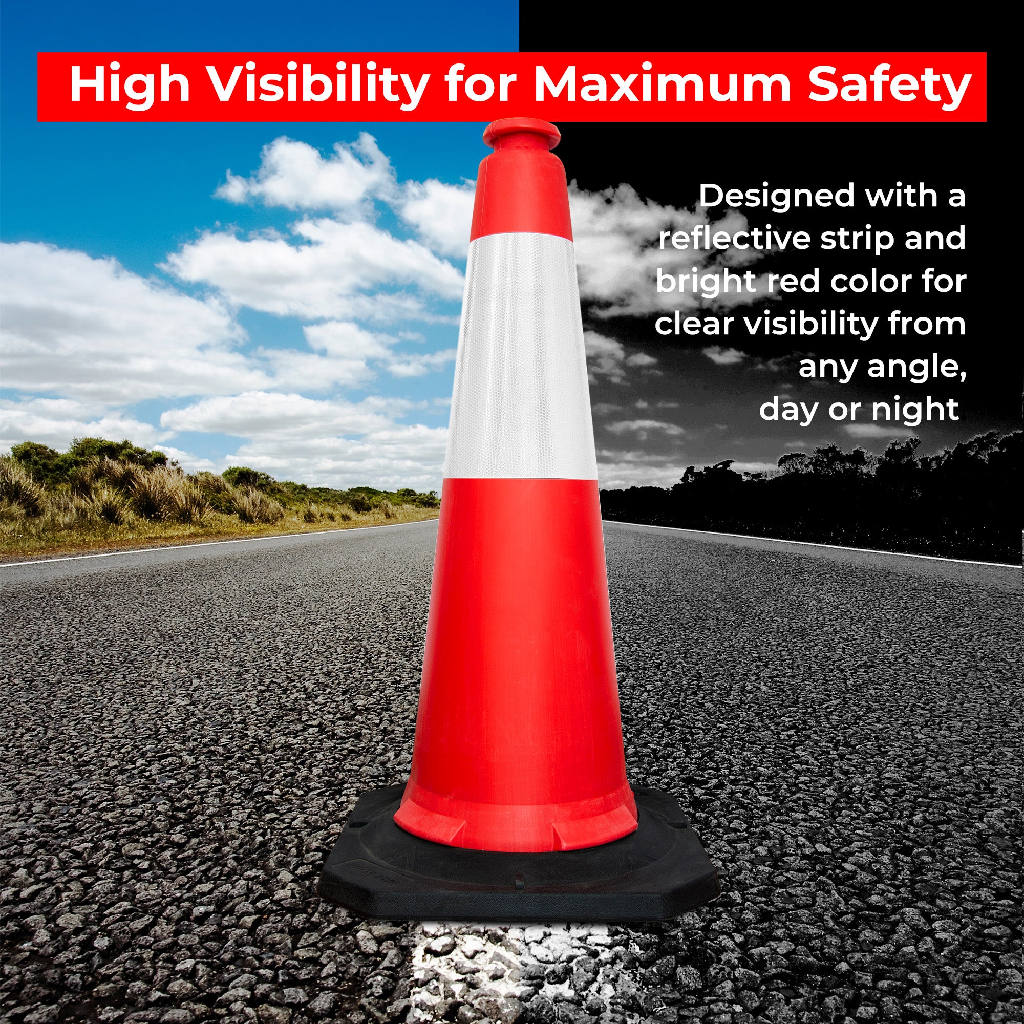 High Visibility Traffic Cone 1000mm Red