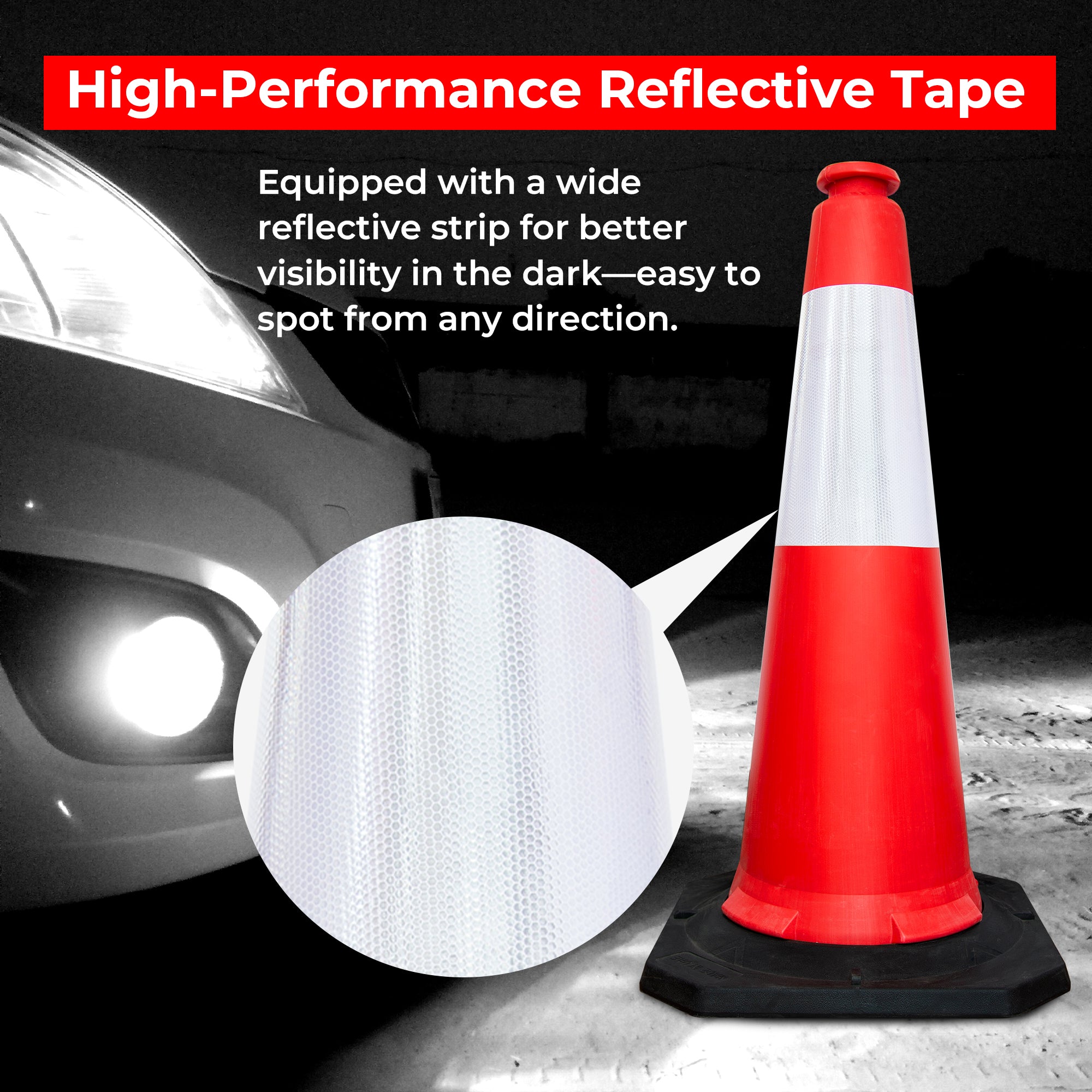 High Visibility Traffic Cone 1000mm Red