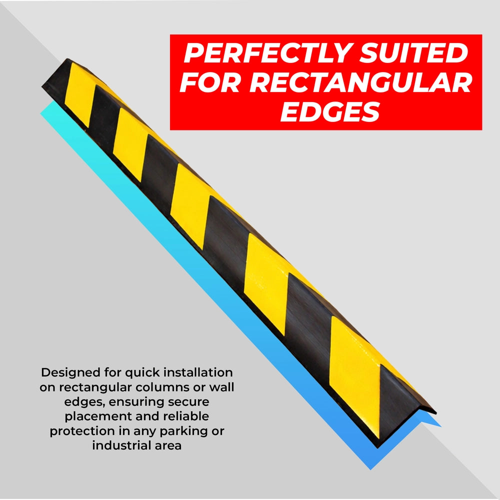 100CM Rubber Wall Corner Guard | L-Shape Corner Protector with Yellow Reflective Strips