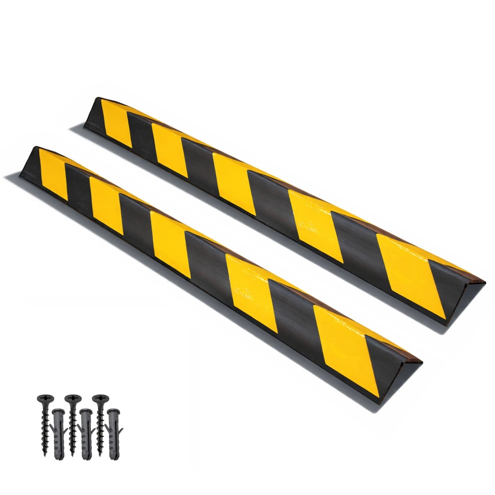 100CM Rubber Wall Corner Guard | L-Shape Corner Protector with Yellow Reflective Strips