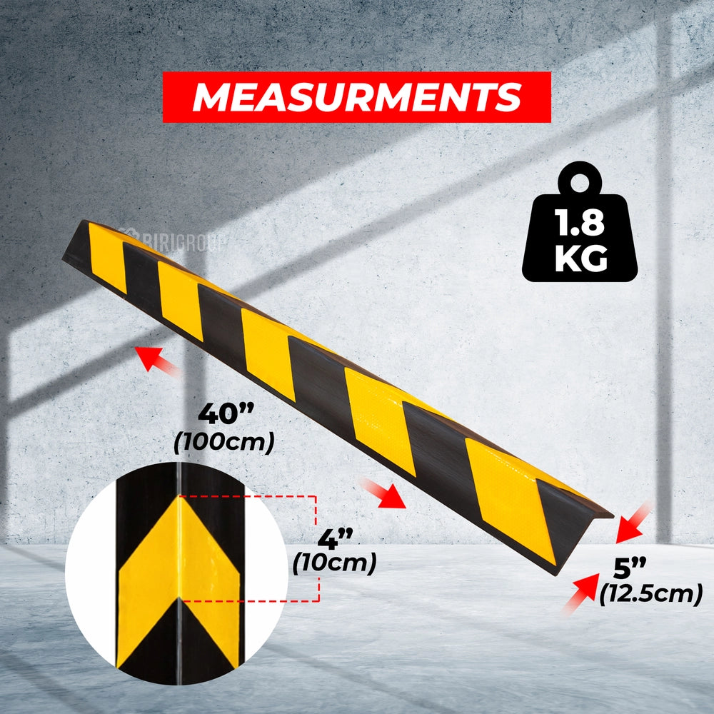 100CM Rubber Wall Corner Guard | L-Shape Corner Protector with Yellow Reflective Strips