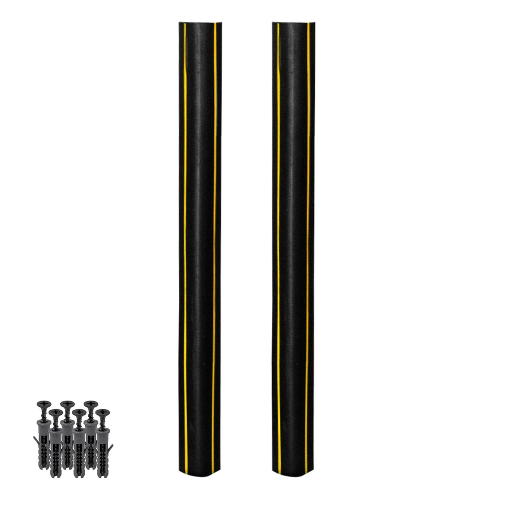 100CM Wall Corner Guard with GI Plate Base | L-Shape Black Corner Protector with Yellow Strips