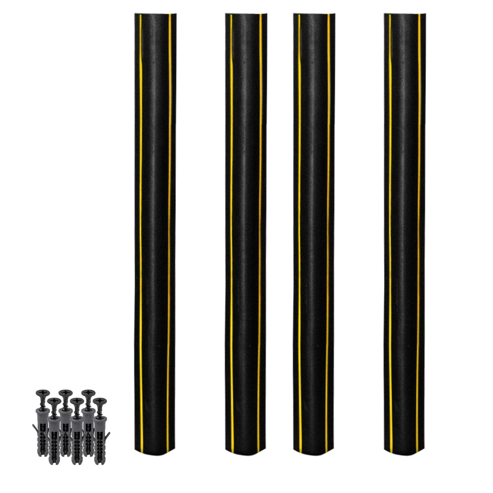 100CM Wall Corner Guard with GI Plate Base | L-Shape Black Corner Protector with Yellow Strips