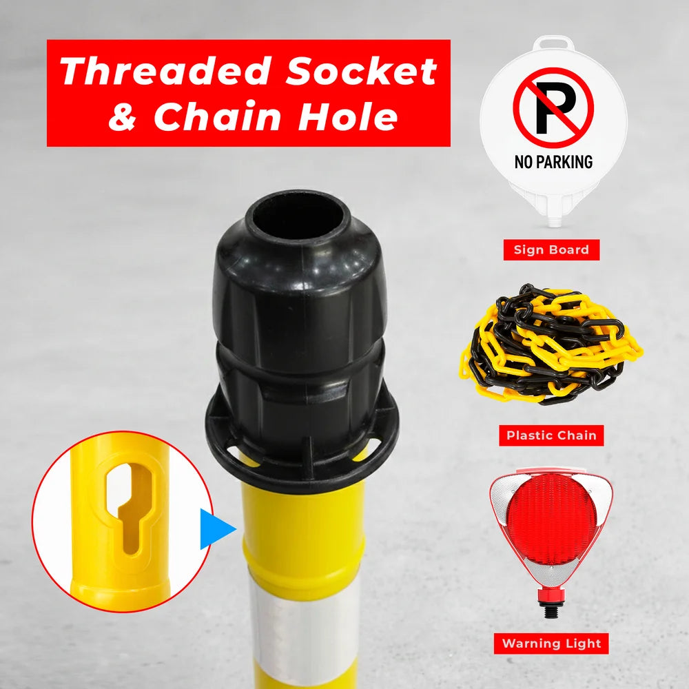 100CM Delineator Post with PVC Base | Yellow Reflective Channelizer Bollard