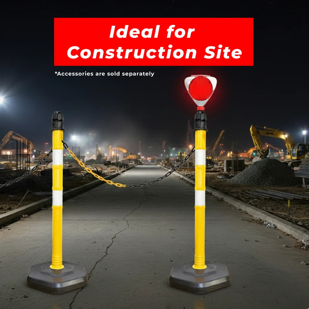 100CM Delineator Post with PVC Base | Yellow Reflective Channelizer Bollard