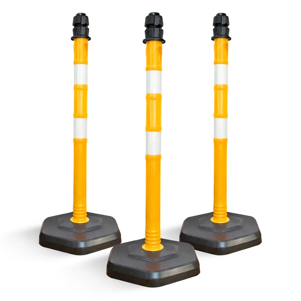 100CM Delineator Post with PVC Base | Yellow Reflective Channelizer Bollard