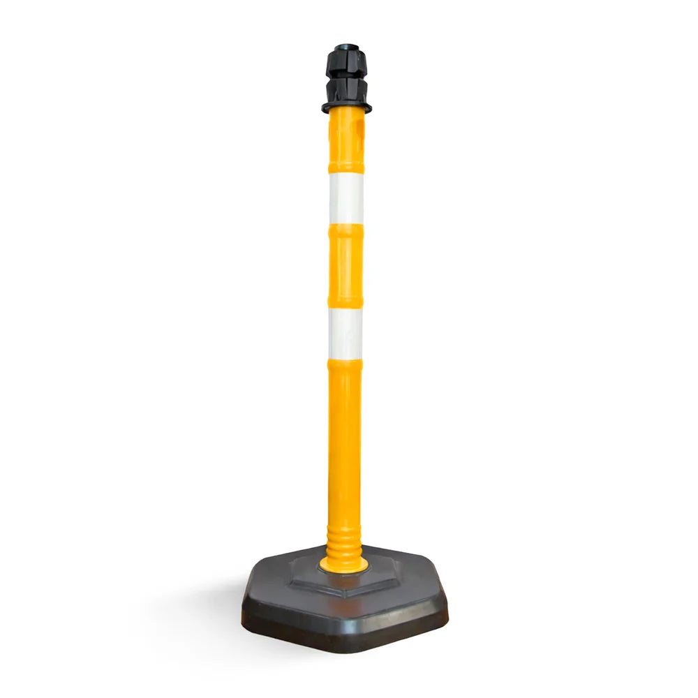 100CM Delineator Post with PVC Base | Yellow Reflective Channelizer Bollard