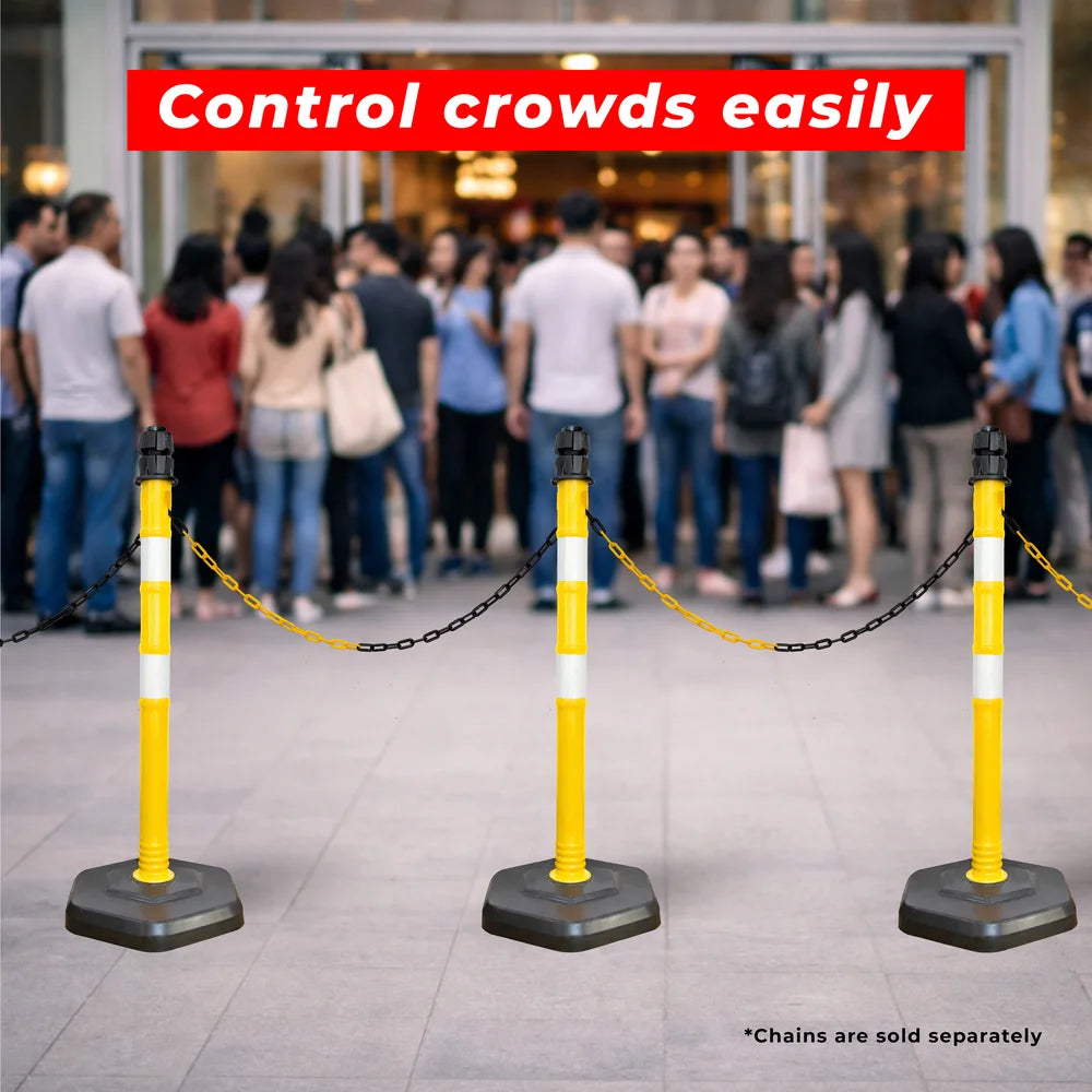 100CM Delineator Post with PVC Base | Yellow Reflective Channelizer Bollard