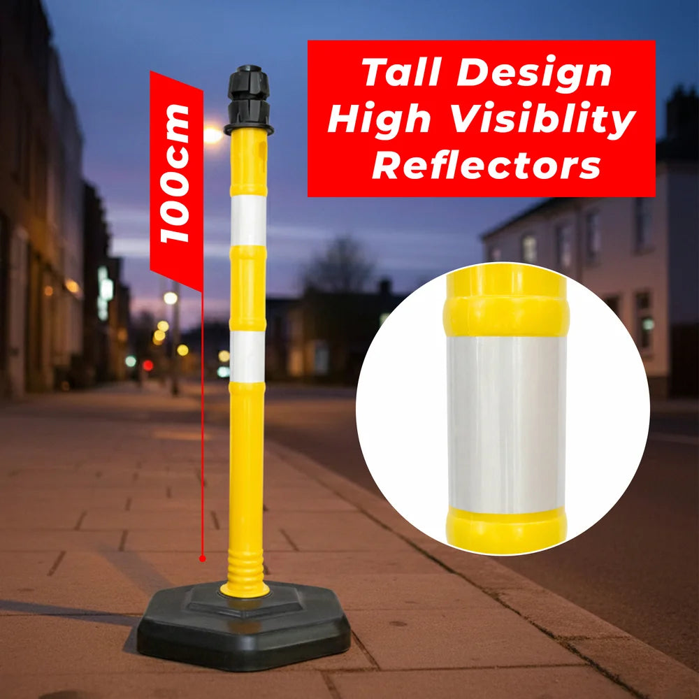 100CM Delineator Post with PVC Base | Yellow Reflective Channelizer Bollard