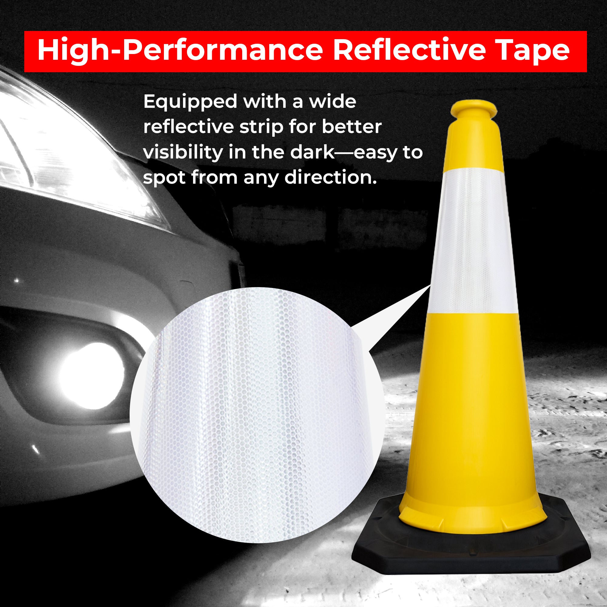 High Visibility Traffic Cone 1000mm Yellow