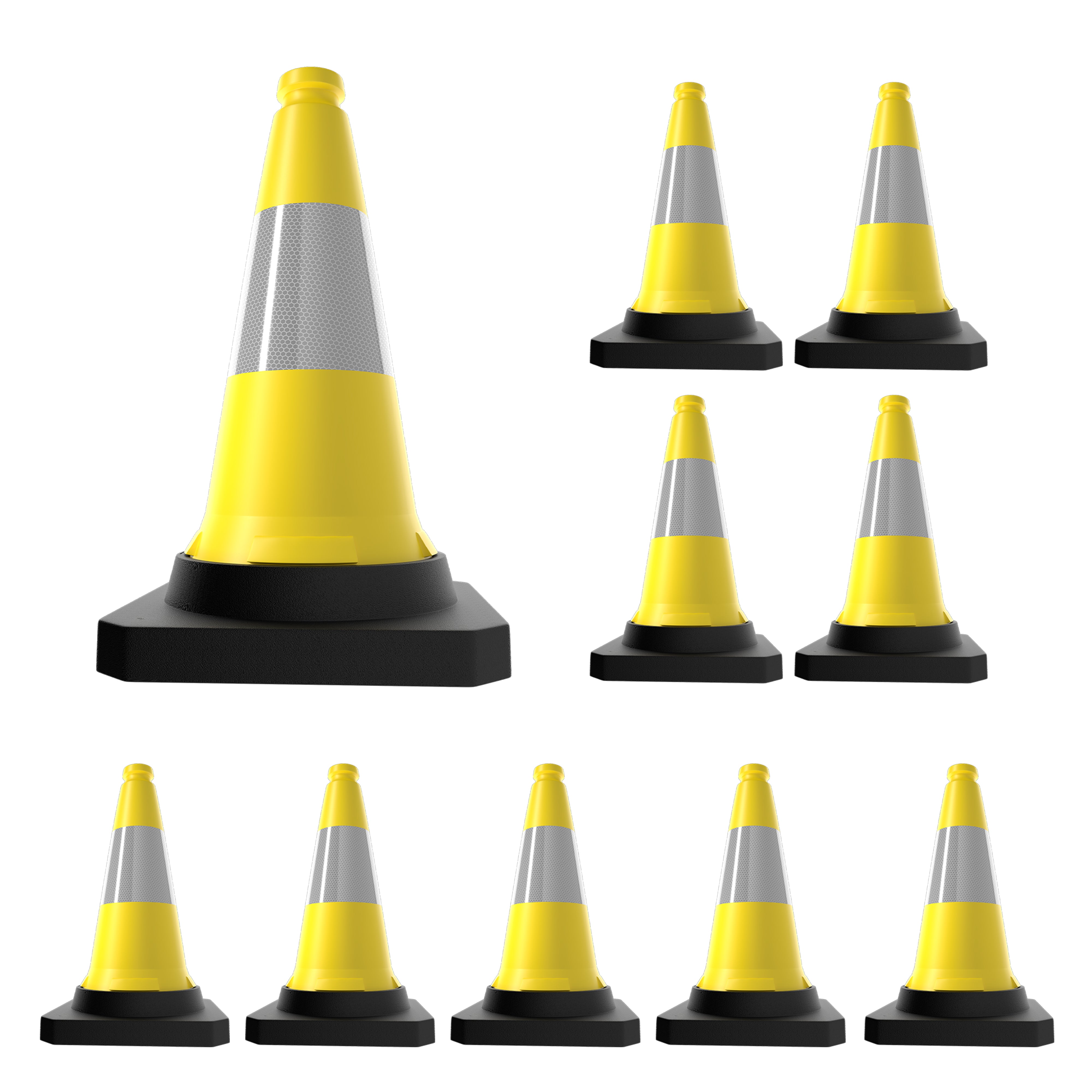500mm Yellow Traffic Cone High Visibility Reflective
