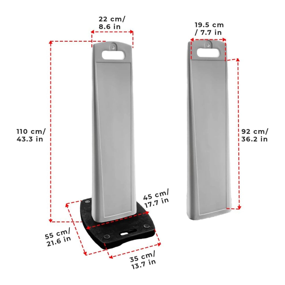 110cm Flexible Delineator Post with Weighted Base | Blank Pavement Sign