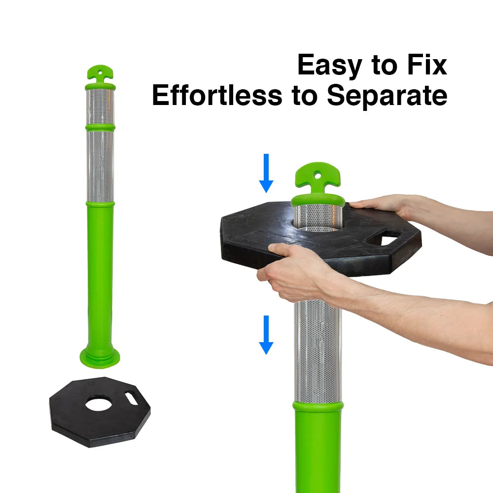 110CM Delineator Post with T-Top | Green Traffic Bollard with Rubber Base