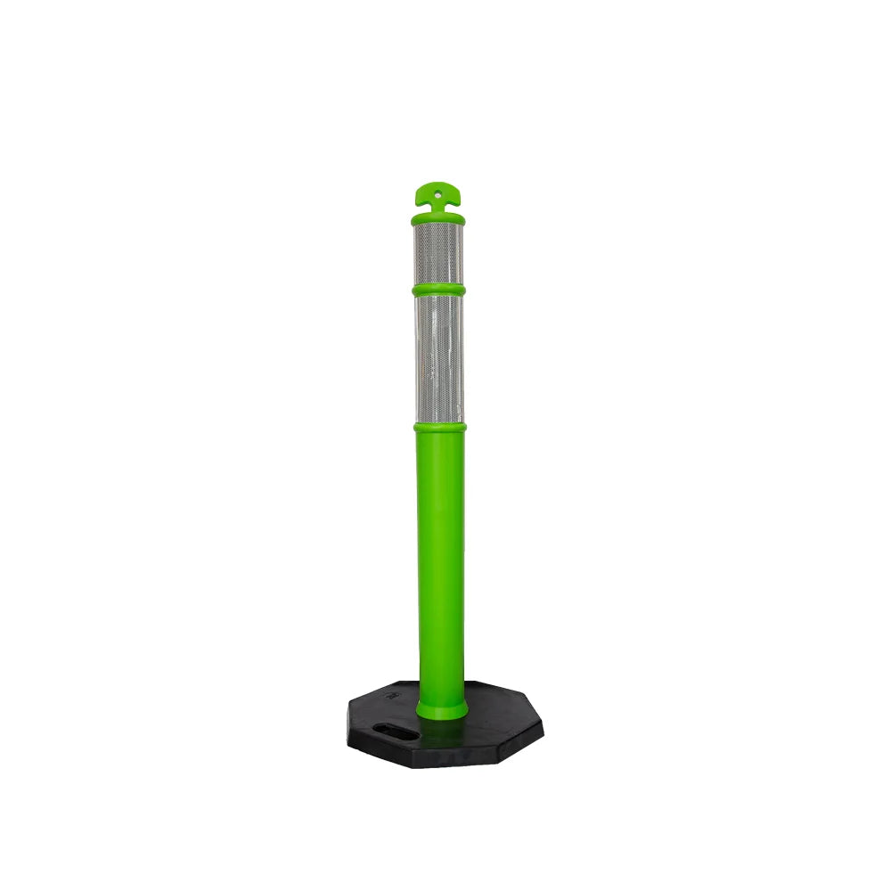 110CM Delineator Post with T-Top | Green Traffic Bollard with Rubber Base