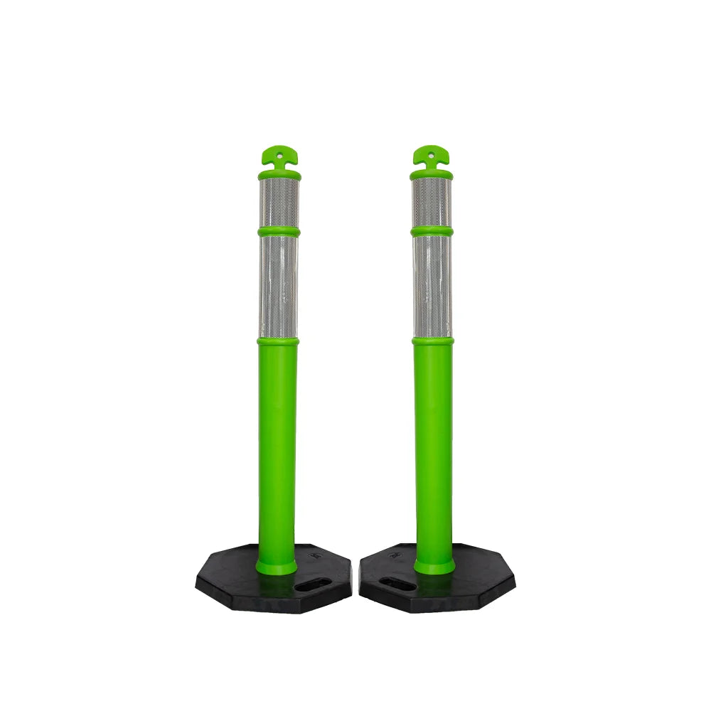 110CM Delineator Post with T-Top | Green Traffic Bollard with Rubber Base