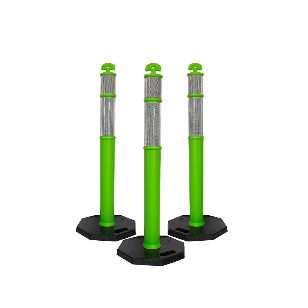 110CM Delineator Post with T-Top | Green Traffic Bollard with Rubber Base
