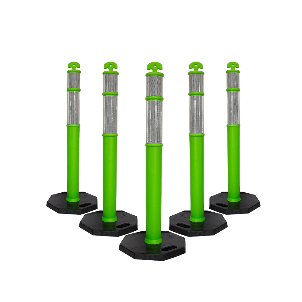 110CM Delineator Post with T-Top | Green Traffic Bollard with Rubber Base