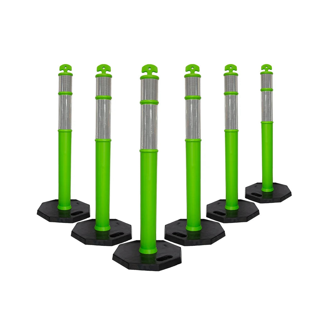 110CM Delineator Post with T-Top | Green Traffic Bollard with Rubber Base