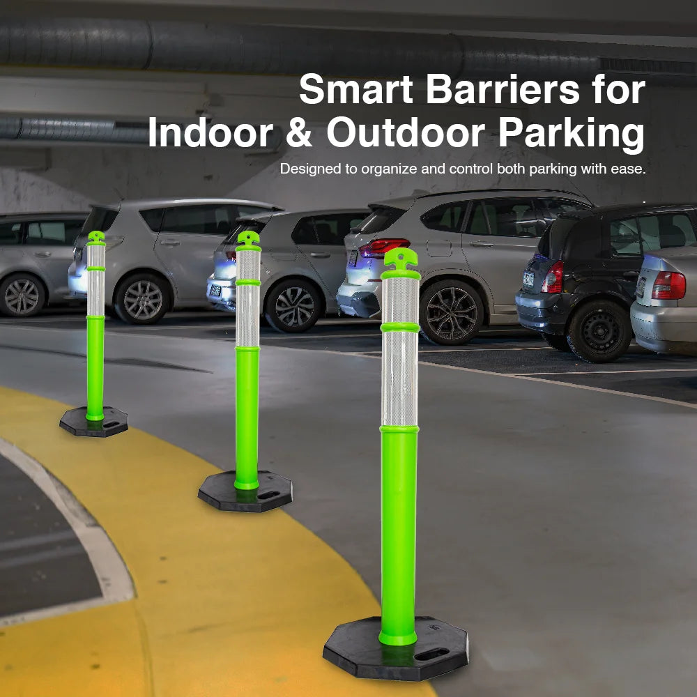 110CM Delineator Post with T-Top | Green Traffic Bollard with Rubber Base