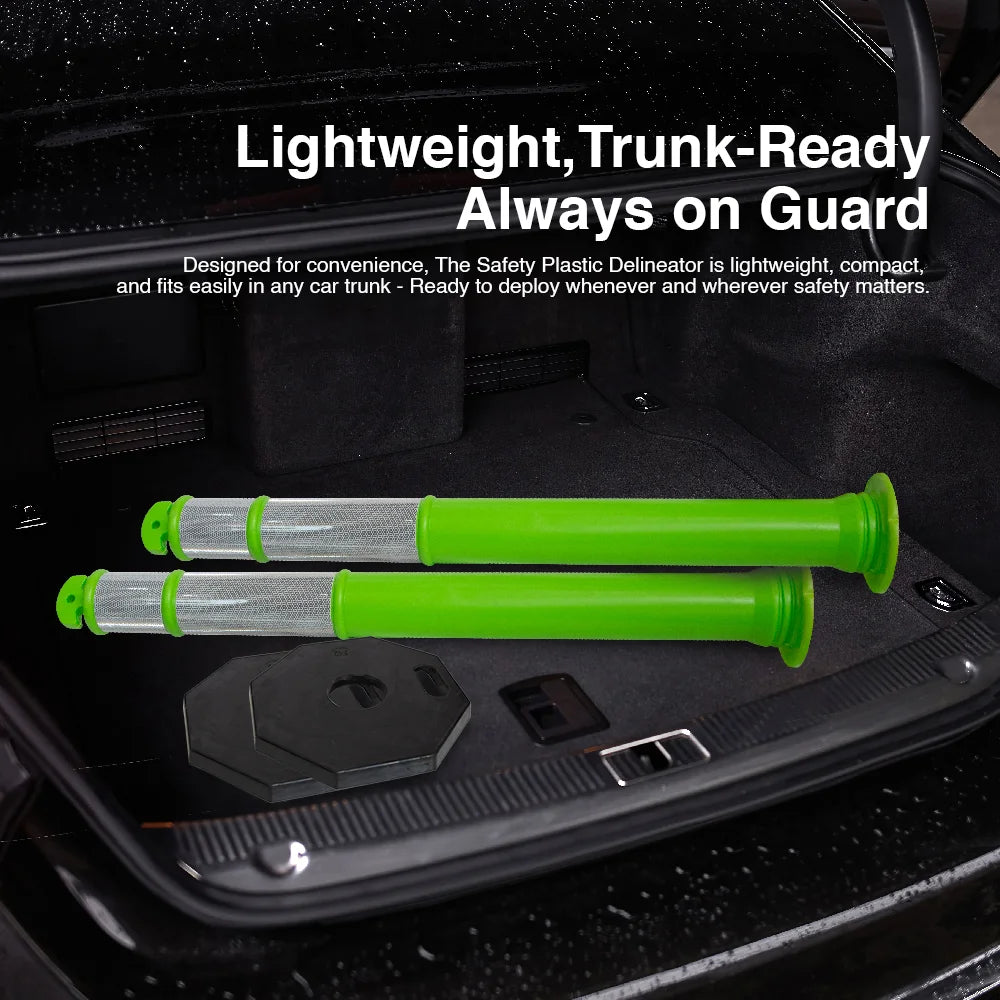 110CM Delineator Post with T-Top | Green Traffic Bollard with Rubber Base