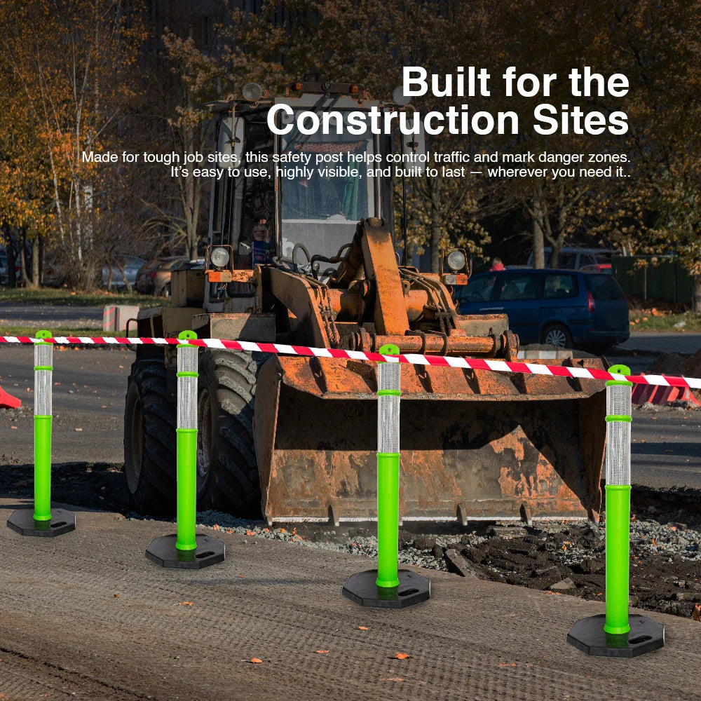 110CM Delineator Post with T-Top | Green Traffic Bollard with Rubber Base
