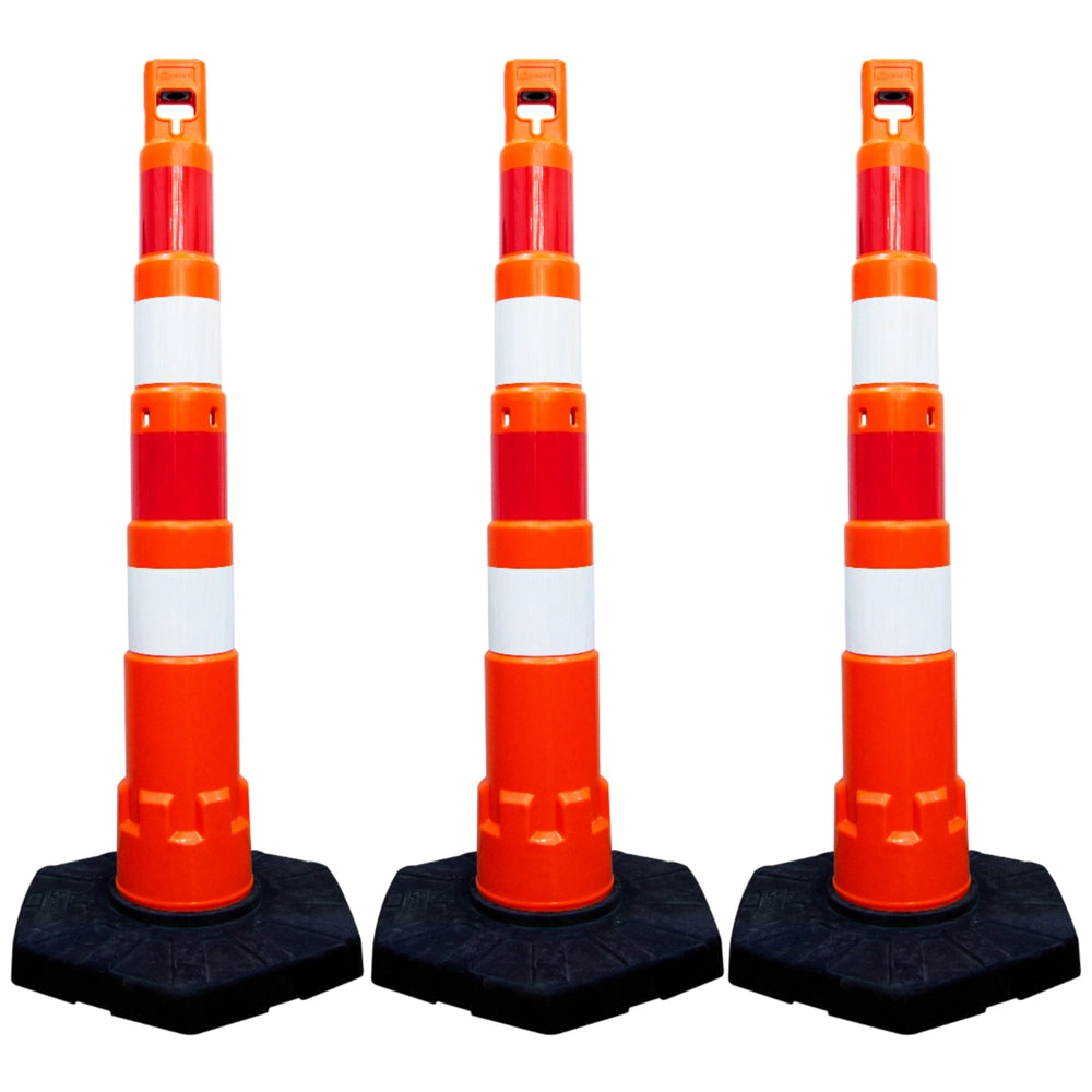 120CM Traffic Delineator Post Orange | Reflective Safety Bollard with Base