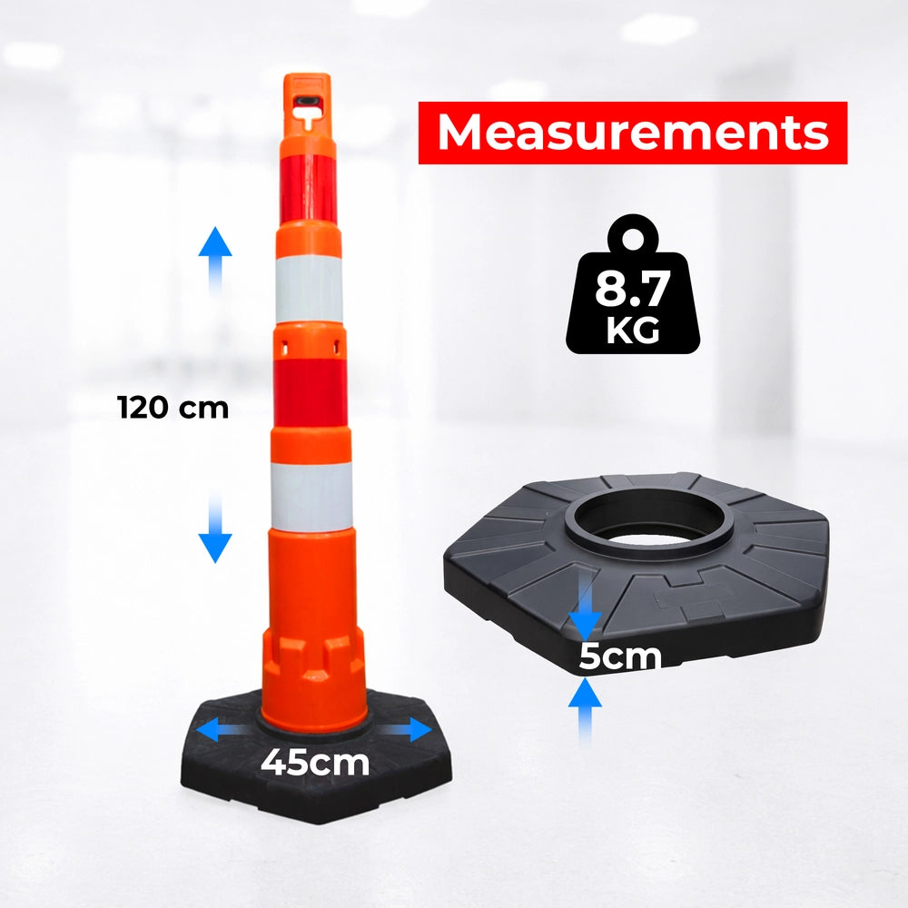 120CM Traffic Delineator Post Orange | Reflective Safety Bollard with Base