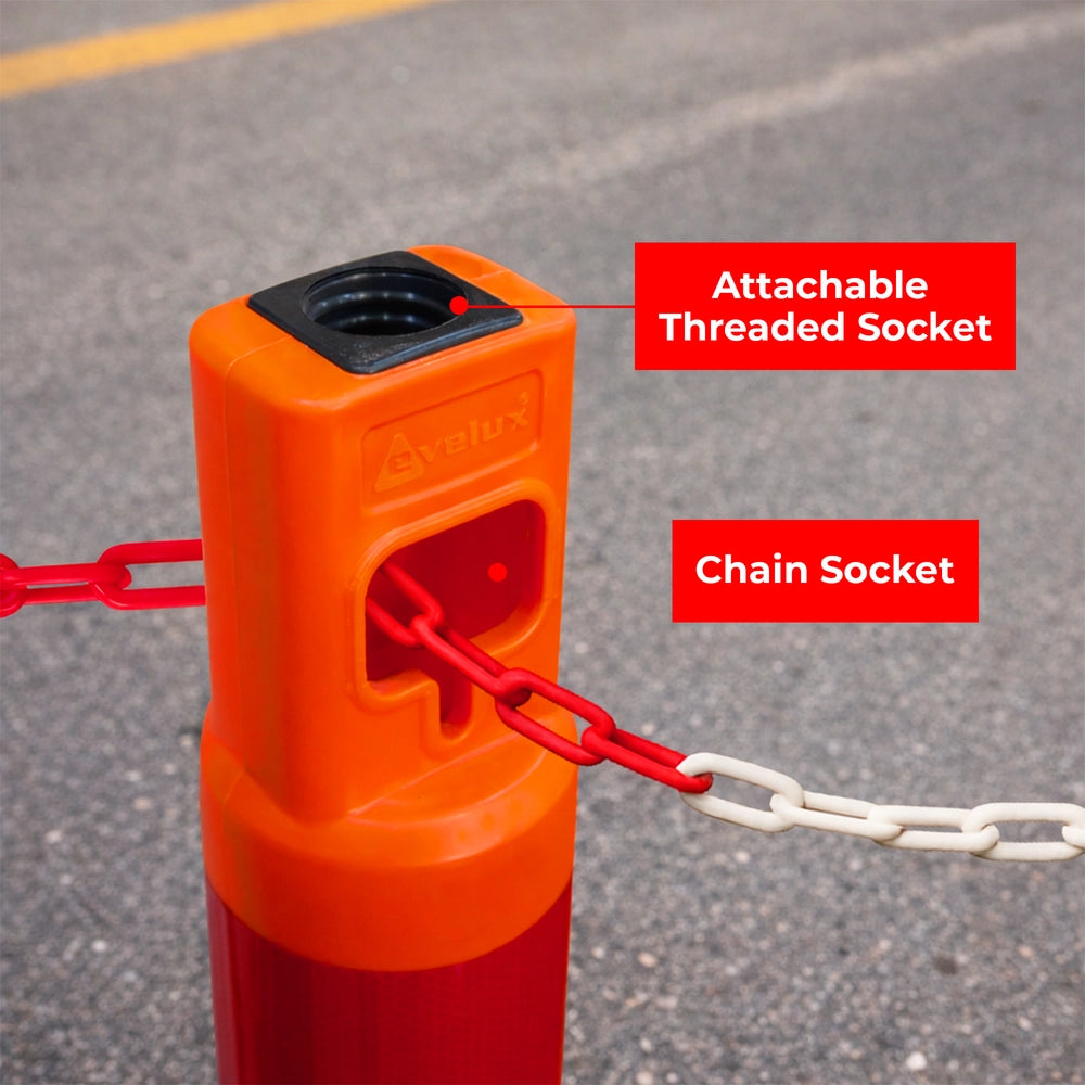 120CM Traffic Delineator Post Orange | Reflective Safety Bollard with Base