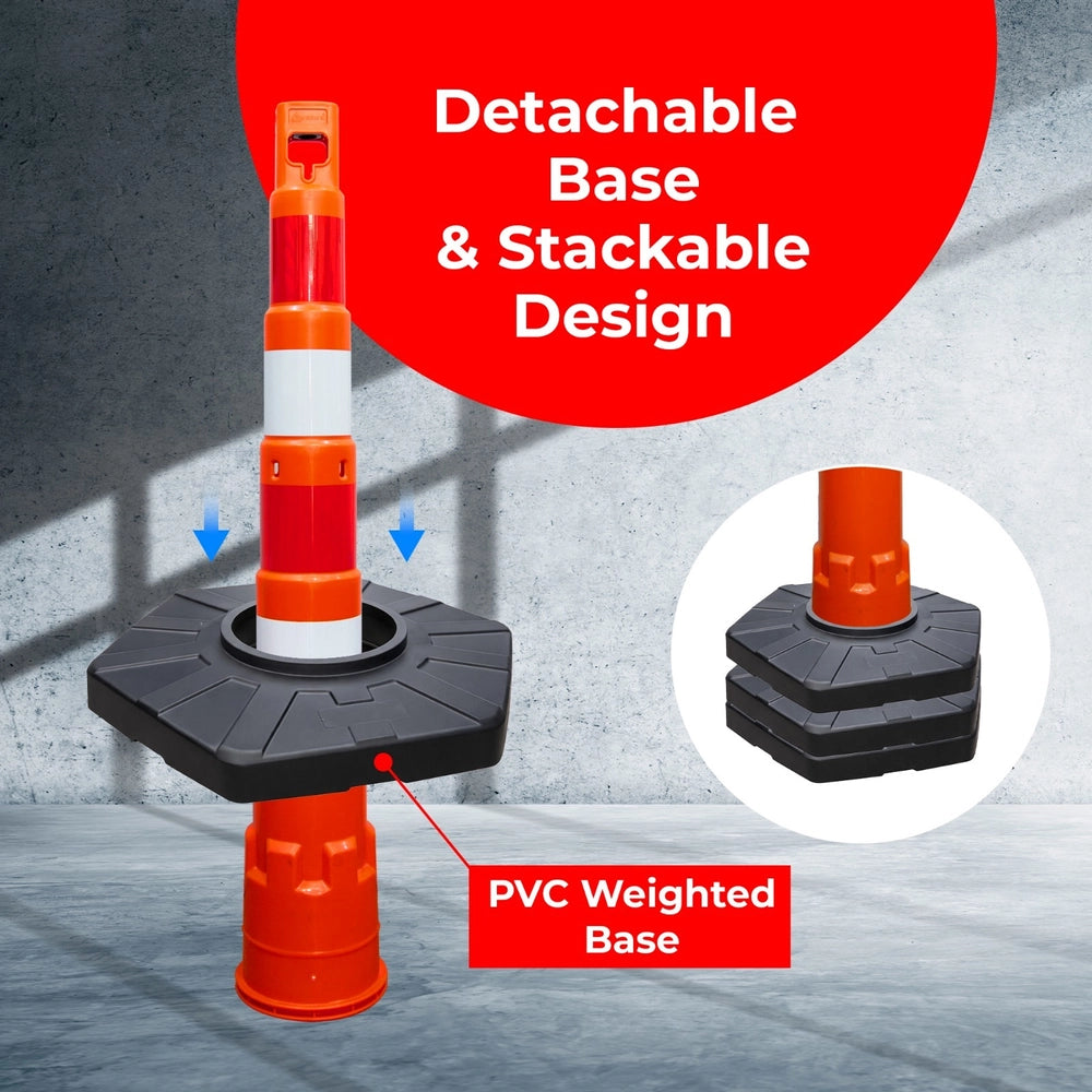 120CM Traffic Delineator Post Orange | Reflective Safety Bollard with Base
