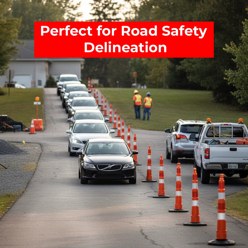 120CM Traffic Delineator Post Orange | Reflective Safety Bollard with Base