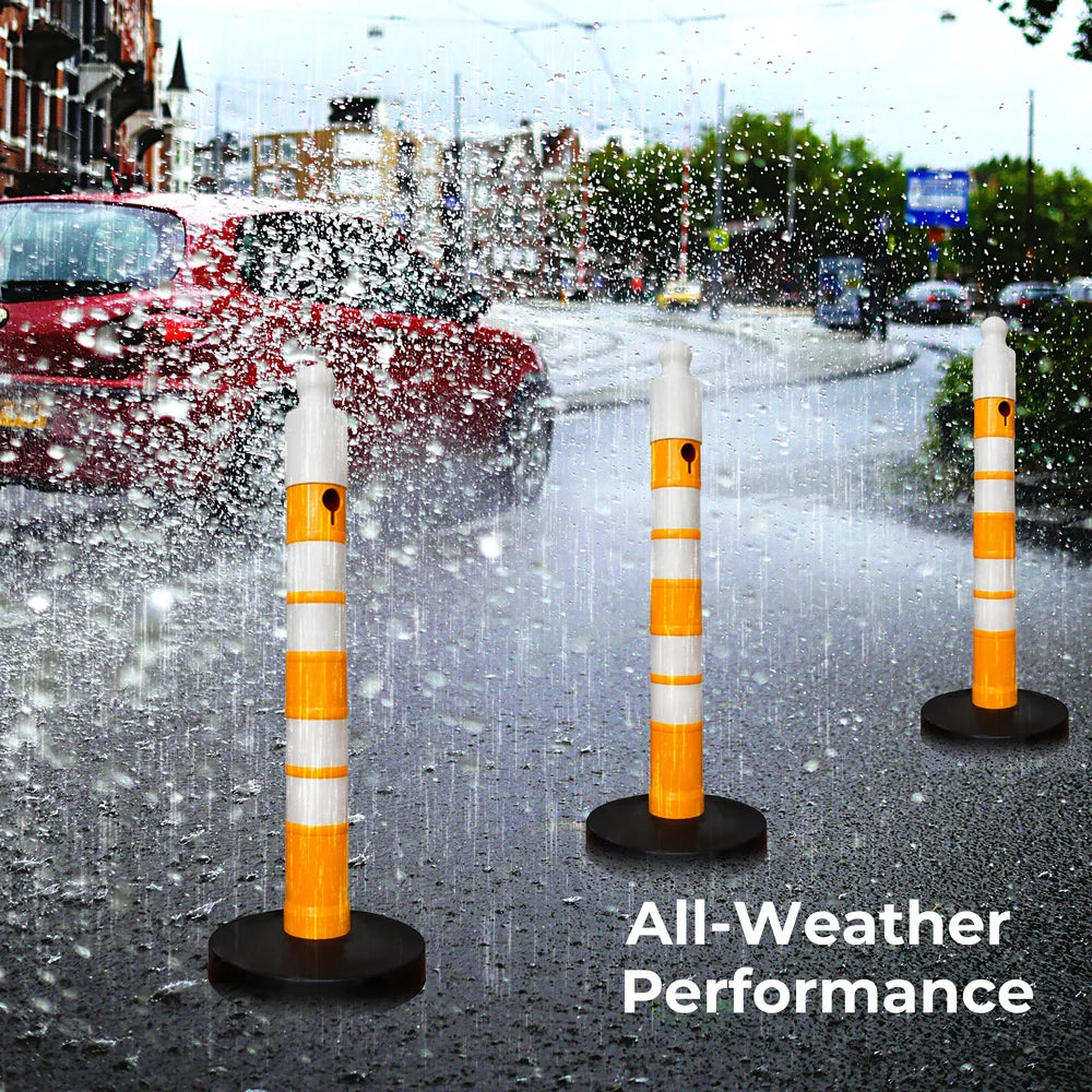 120CM Delineator Post Yellow | Reflective Traffic Bollard with Weighted Base