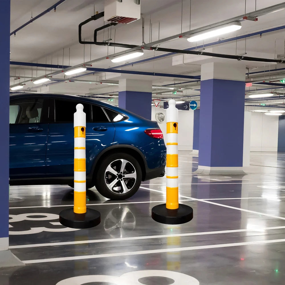 120CM Delineator Post Yellow | Reflective Traffic Bollard with Weighted Base