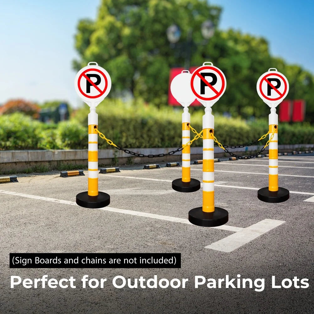120CM Delineator Post Yellow | Reflective Traffic Bollard with Weighted Base