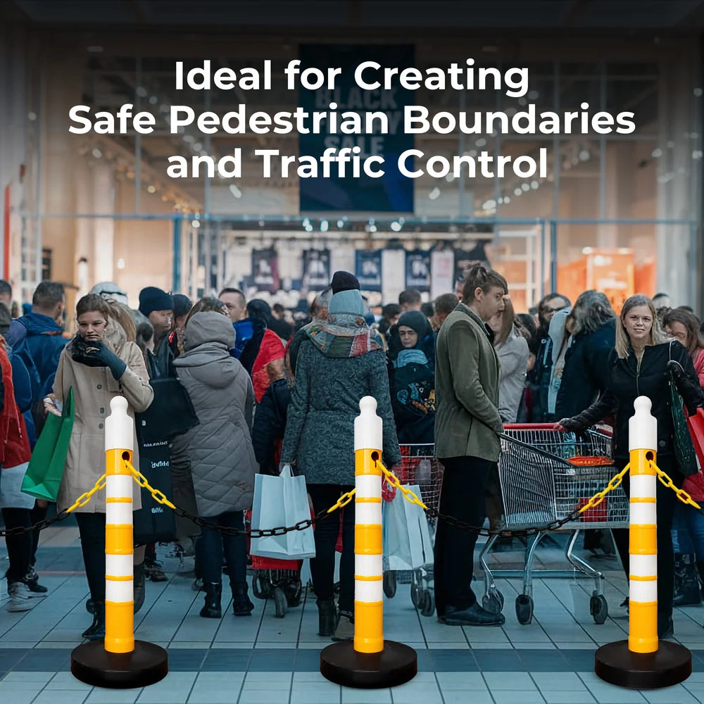 120CM Delineator Post Yellow | Reflective Traffic Bollard with Weighted Base