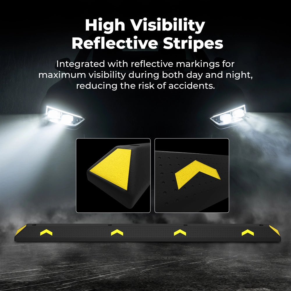 183cm heavy duty wheel stopper with yellow reflectors