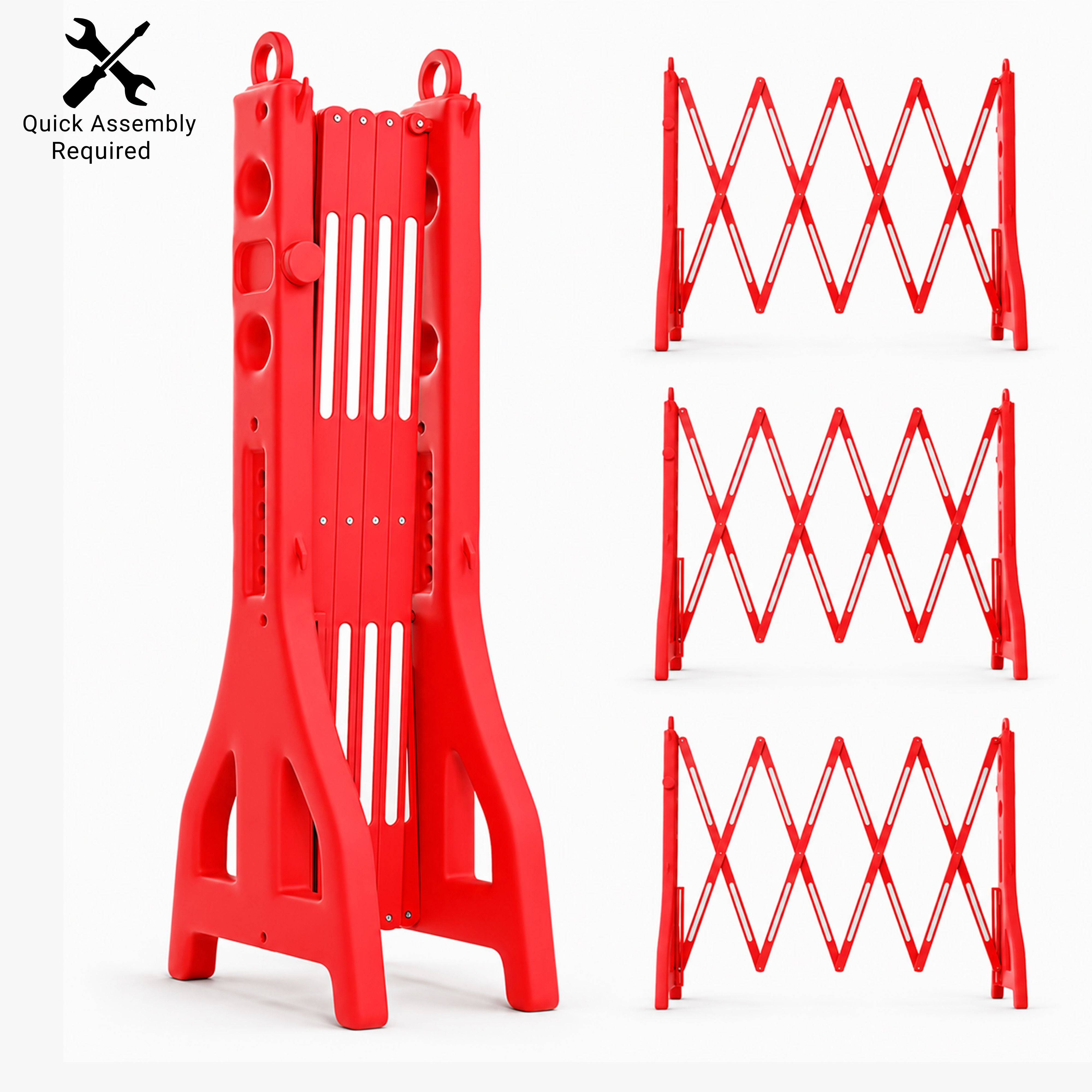 Expandable Mobile Safety Barrier 2.5M – Red | Folding Plastic Barricade
