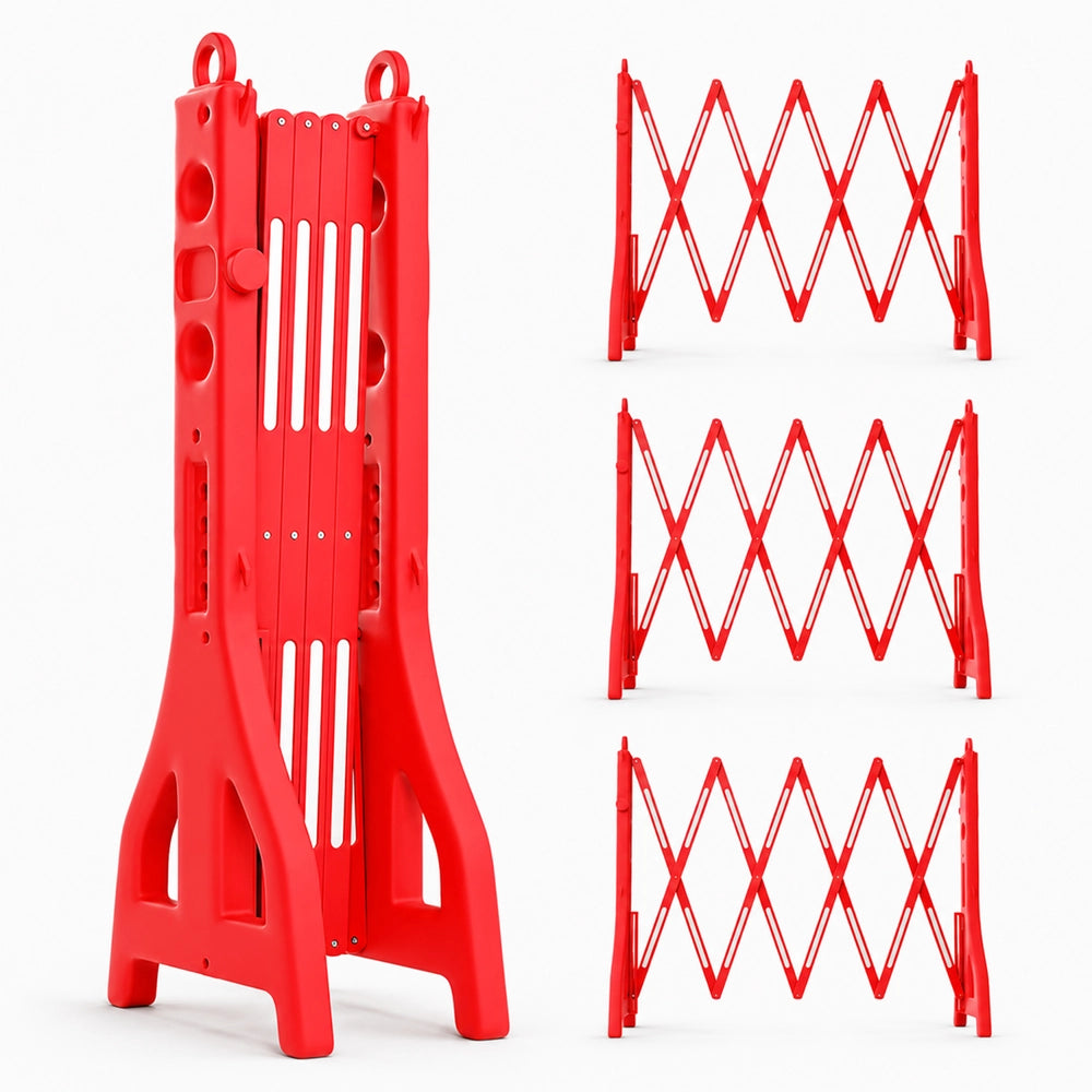 Expandable Mobile Safety Barrier 2.5M – Red | Folding Plastic Barricade