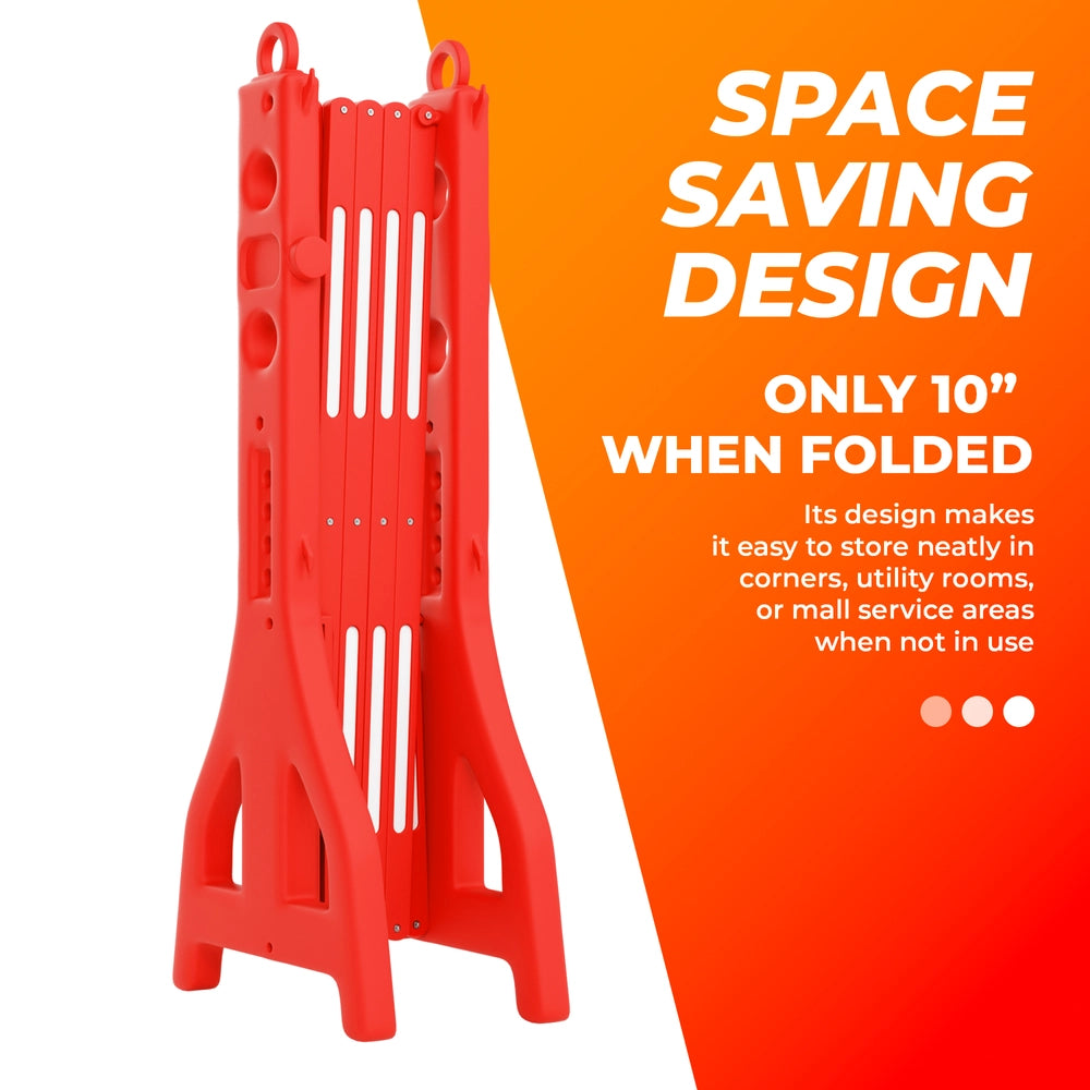 Expandable Mobile Safety Barrier 2.5M – Red | Folding Plastic Barricade
