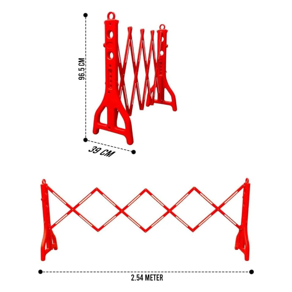 Expandable Mobile Safety Barrier 2.5M – Red | Folding Plastic Barricade