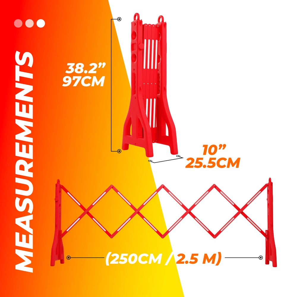 Expandable Mobile Safety Barrier 2.5M – Red | Folding Plastic Barricade