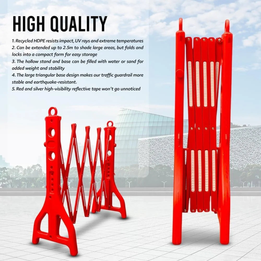 Expandable Mobile Safety Barrier 2.5M – Red | Folding Plastic Barricade